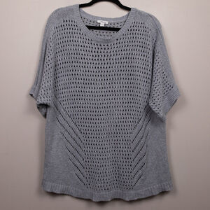 J. Jill Pure Jill open knit grey short sleeve sweater-L